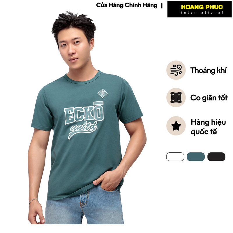 Áo Thun Tay Ngắn Nam ECKO UNLTD. Dáng Suông Cotton Pha Mát Lạnh Thoáng Khí Logo IF25-90019