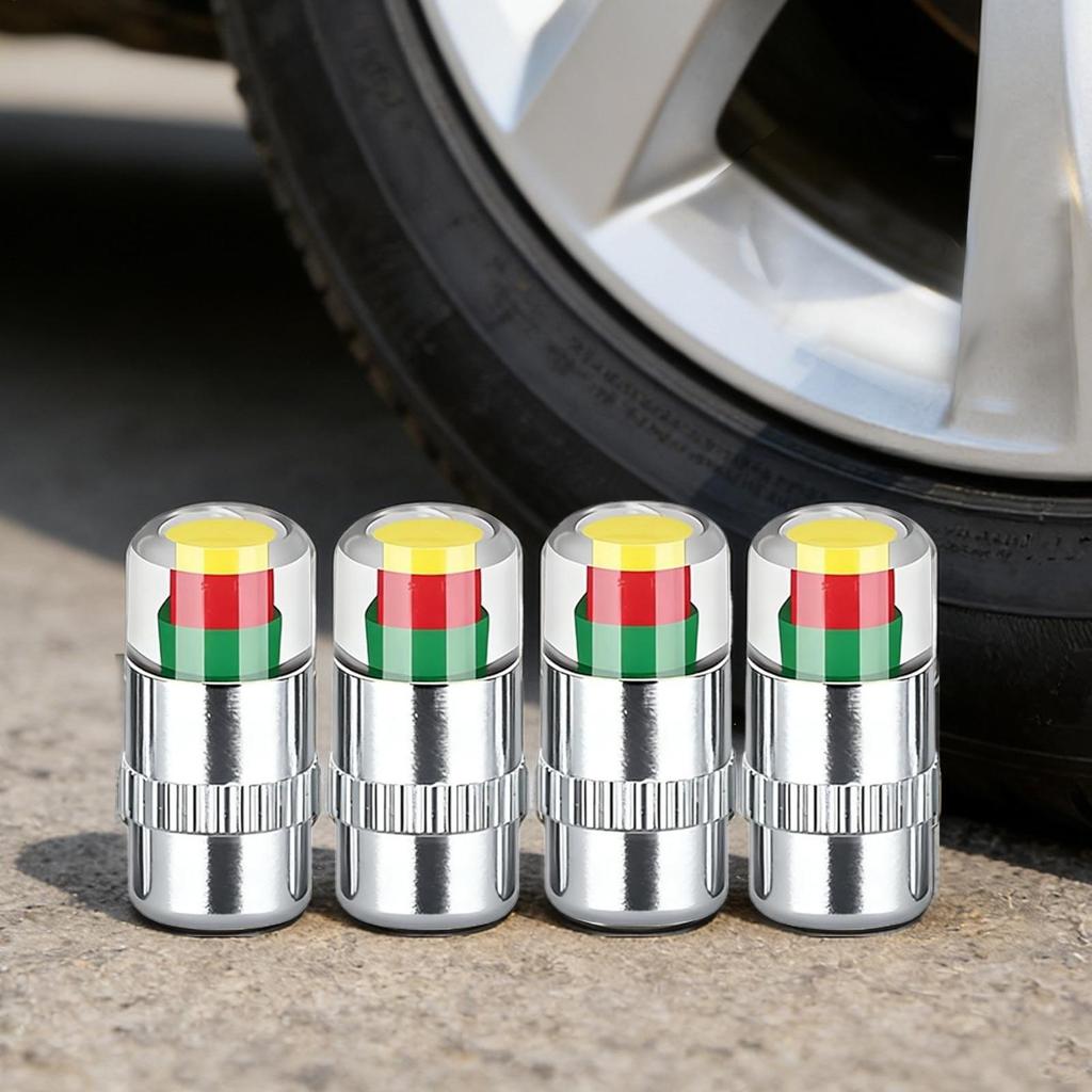 Mũ Áp Lực Lốp 4 Miếng 2.4bar 36psi 3 Màu Dễ Đọc Màn Hình Đồng Hồ Đo Áp Suất Lốp Cho Ô Tô Ô Tô Xe Tải