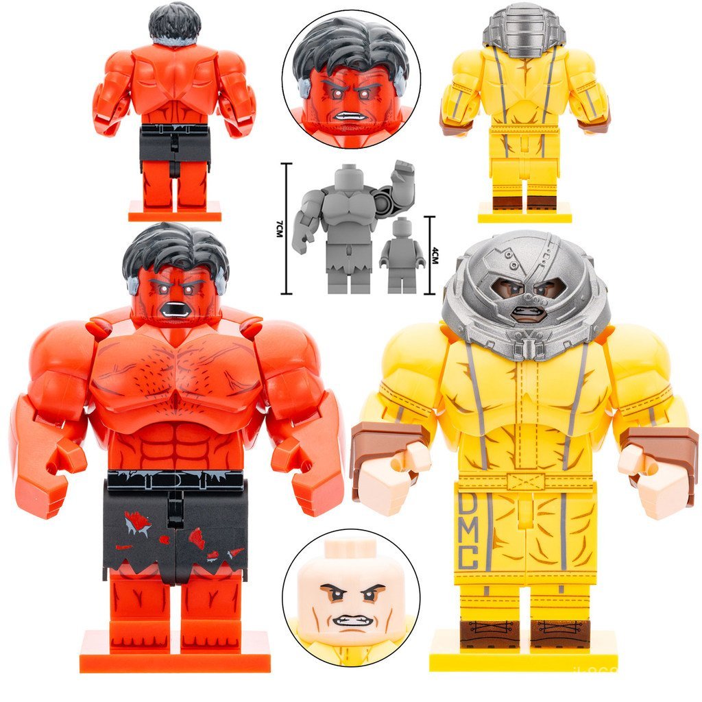 Sản phẩm mới Đồ chơi phù hợp Red Hulk Hulk Red Tank 7CM Khối xây dựng lắp ráp Đồ chơi búp bê dành ch