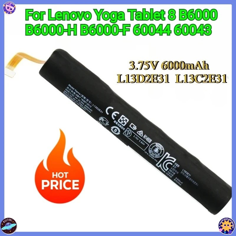 New3.75V 6000mAh L13D2E31 L13C2E31 Pin Thay Thế Cho Lenovo Yoga Tablet 8 B6000 B6000-H B6000-F 60044