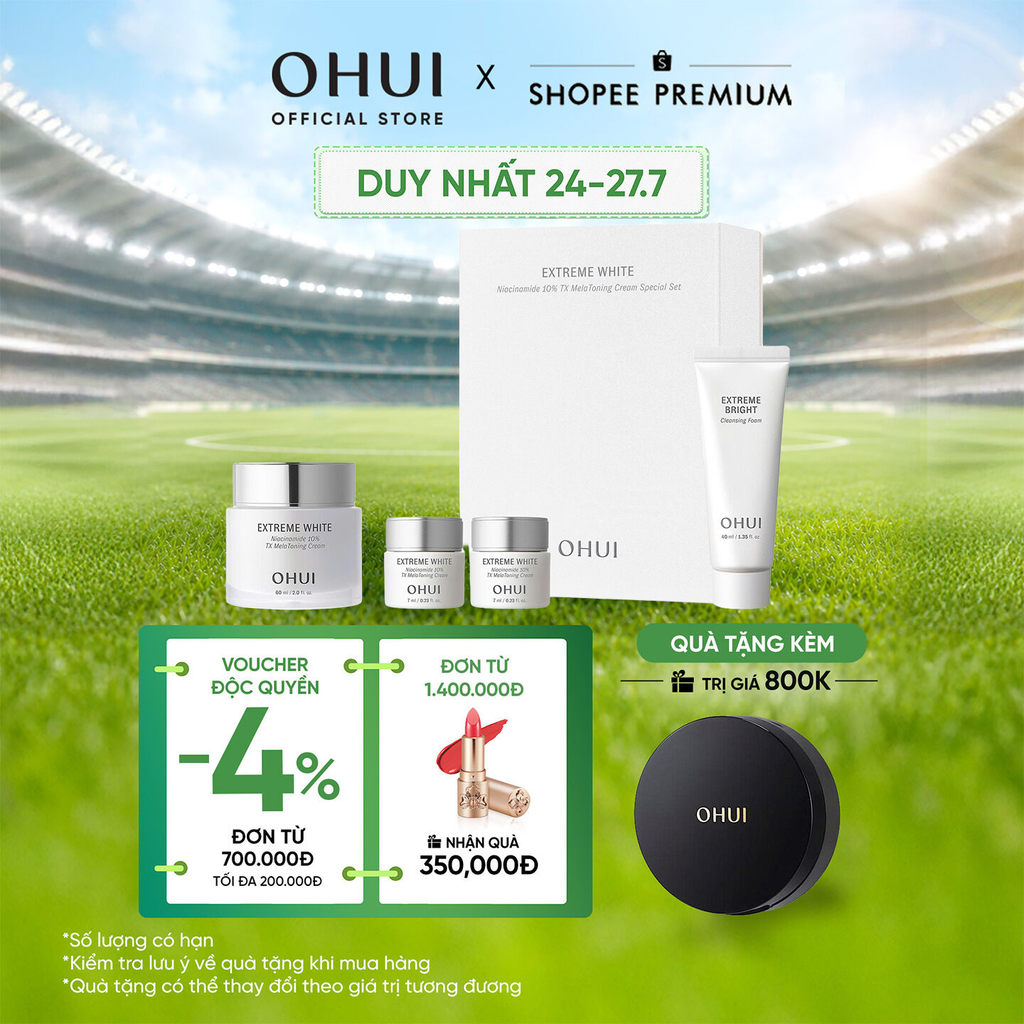 [OHUI Official] Bộ 4 món kem dưỡng sáng chuyên sâu Niacinamide 10% OHUI Extreme White TX MelaToning 