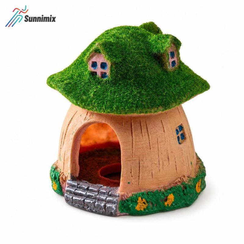 Sunnimix Fungi House Hideaway Freshwater-Safe Fungi House Trang trí Bể cá Nơi trú ẩn với mái rêu Nhỏ