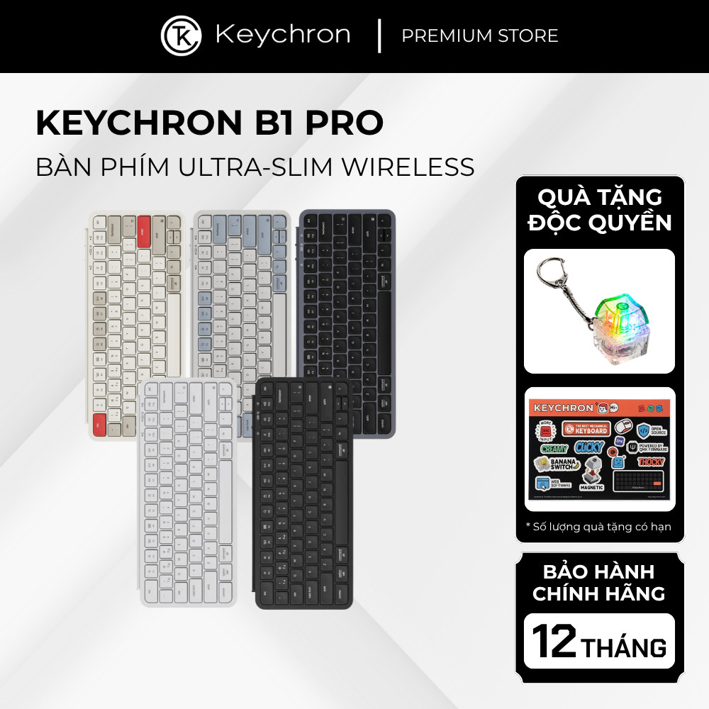 Bàn Phím Keychron B1 Pro Wireless Siêu Mỏng 75% Bluetooth 2.4G Ultra Slim