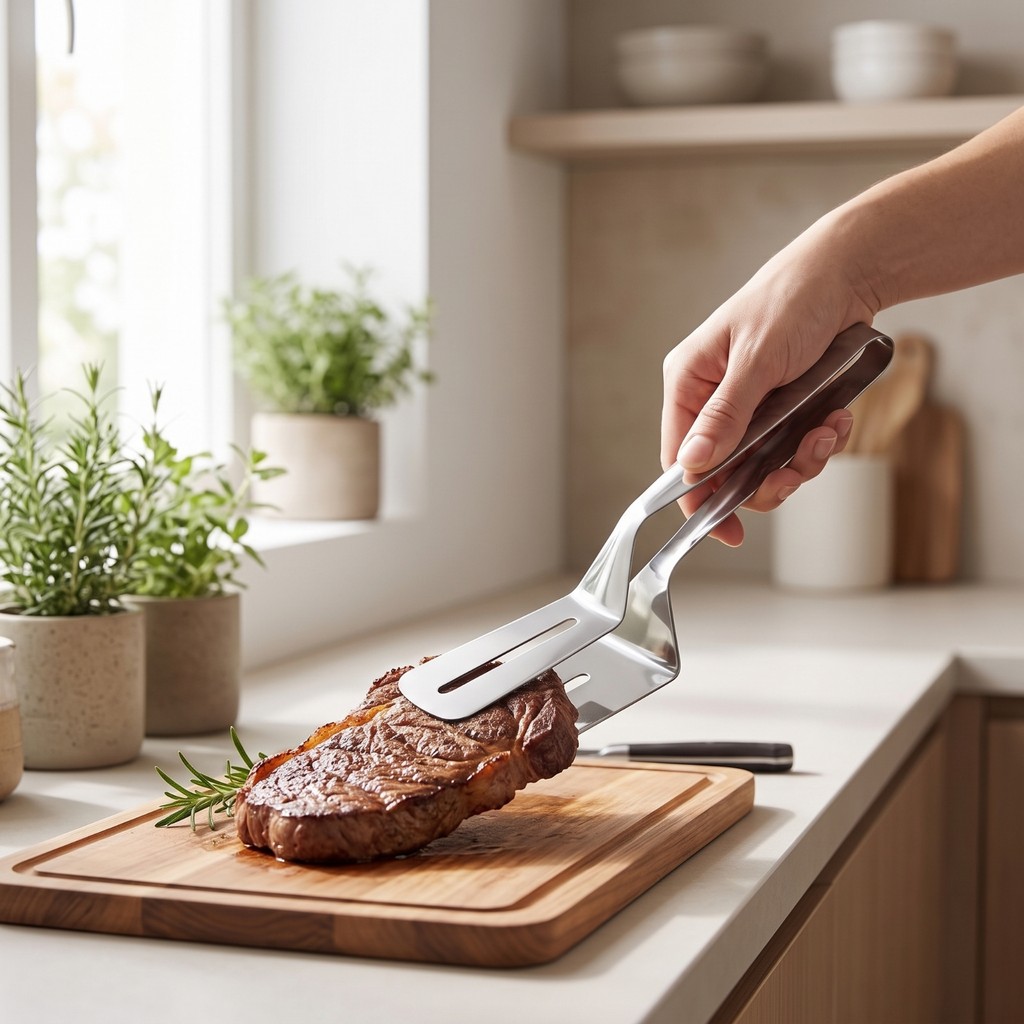 Pinza và Turner Thép không gỉ Pinzas Esptula Steak Pinza có rãnh Volteador De Alimentos Kim loại để 