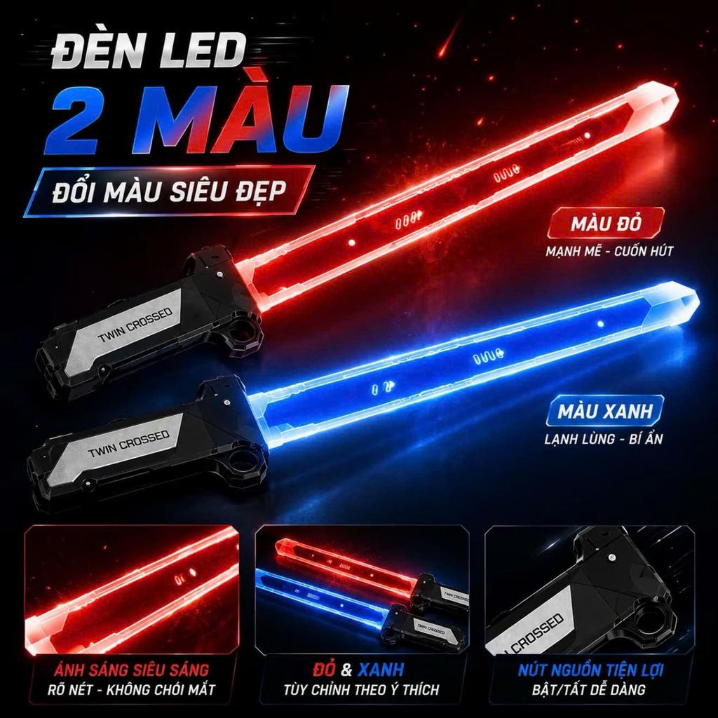 [Combo 2] Đồ Chơi Kiếm Laser Ánh Sáng Đèn LED Đổi 2 Màu Đỏ Xanh Siêu Đẹp - Kiếm Phát Sáng 2 Trong 1 