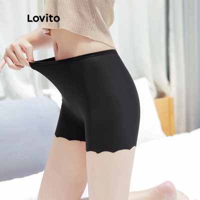 Lovito Phong cách thường ngày Quần Đùi Tròn Trơn Thông Thường an Toàn Mọi Mùa Cho Nữ L48l072 (màu Mơ/trắng/đen)