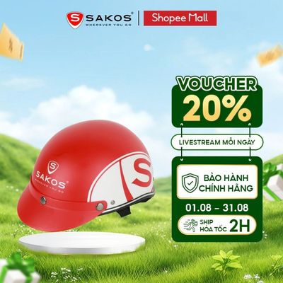 Mũ Bảo Hiểm Nửa Đầu Cao Cấp SAKOS Nhẹ Êm An Toàn Độ Bền Cao