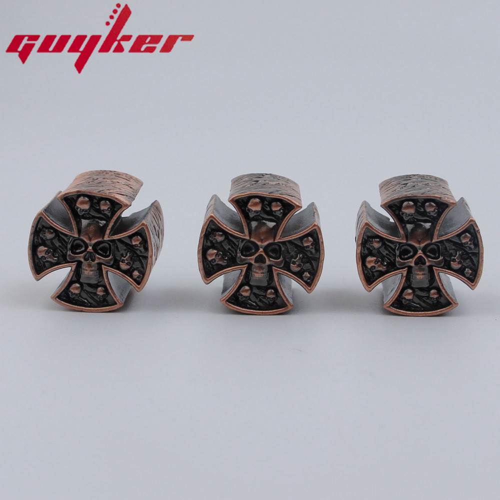 GUYKER Đồng Cao Cấp GUYKER Đàn Guitar Điện Bass Núm Chữ Thập Phong Cách Bộ Xương Kép Màu Tùy Chọn
