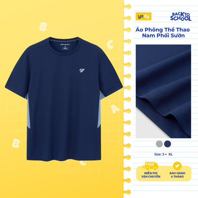 Áo Phông Nam Yody Thể Thao Regular Phối Sườn thấm hút mồ hôi co giãn MATS26S022