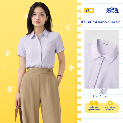 Áo sơ mi nữ YODY tay ngắn vải nano thêu nẹp thông thoáng, chống UV, thoải mái vận động TRA-WOSH25A251