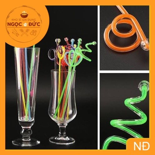 combo5  que - Thanh khuấy  -muỗng lòng Acrylic Trang Trí Sinh Tố/ Coctail / nước ép