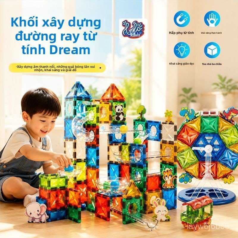 Do choi xep hinh nam cham duong ray vong du quay mau sac thong minh cho be luc hut manh giao nhanh c