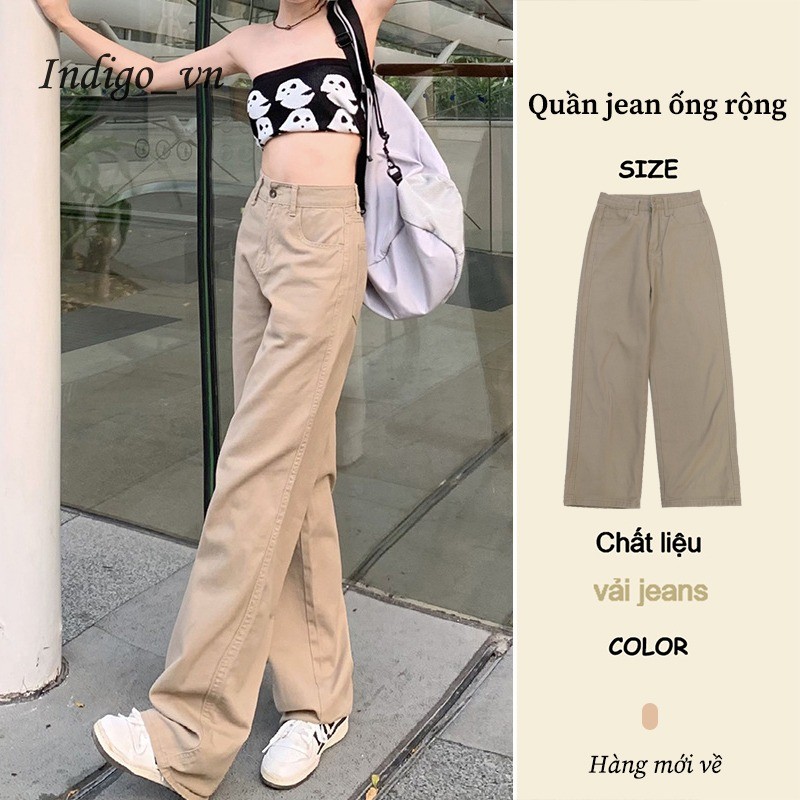 【Indigo】 Quần Jean Ống Đứng Quần Jean Ống Đứng Cạp Cao