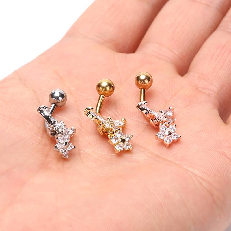 [IVY] Bướm Zircon Pha Lê PiercingSurgical Steel Rốn Xuyên Bụng Nút Nhẫn TỐT