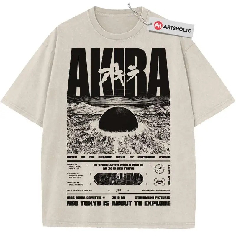 Nóng Manga Akira In Áo Thun Mùa Hè Tay Ngắn Tee Chất Lượng Cao Cotton Nam Nữ Quần Áo Vintage Rửa Quá