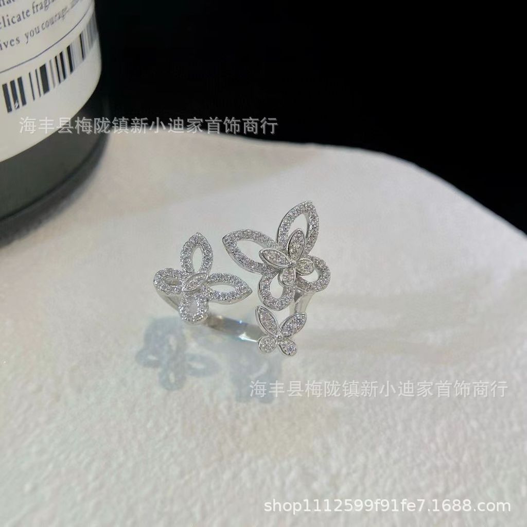 XA0F Triple female v Fashionable design gold ring butterfly open ring popular