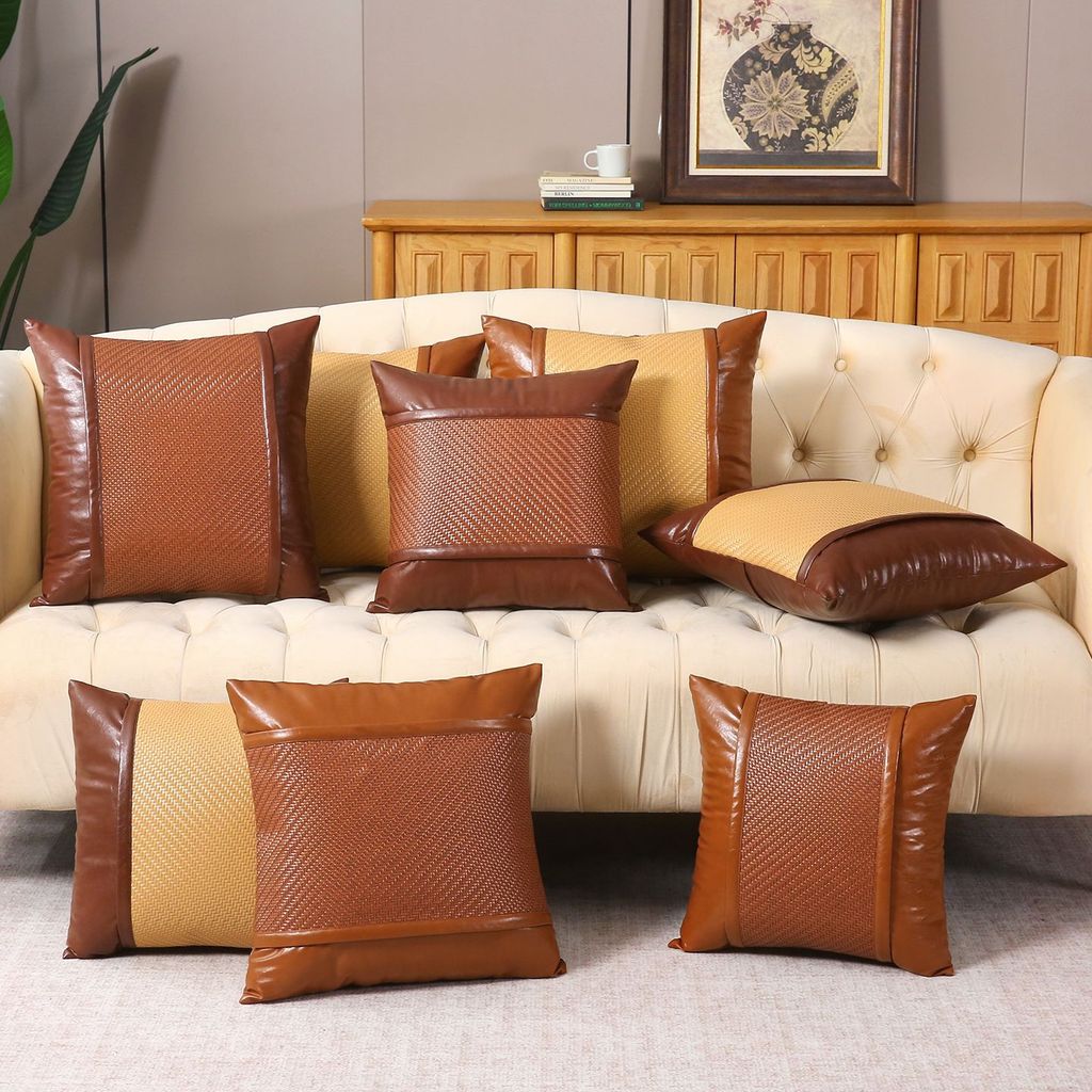 Mùa hè mát ôm gối da ghế sofa phòng khách văn phòng thắt lưng gối vỏ gối 45x45 đệm 50x50 tựa lưng gh
