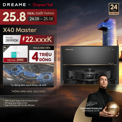 Dreame X40 Master Robot hút bụi | mở rộng giẻ lau 4cm | trạm sạc nhỏ gọn 28cm | BH 24 tháng