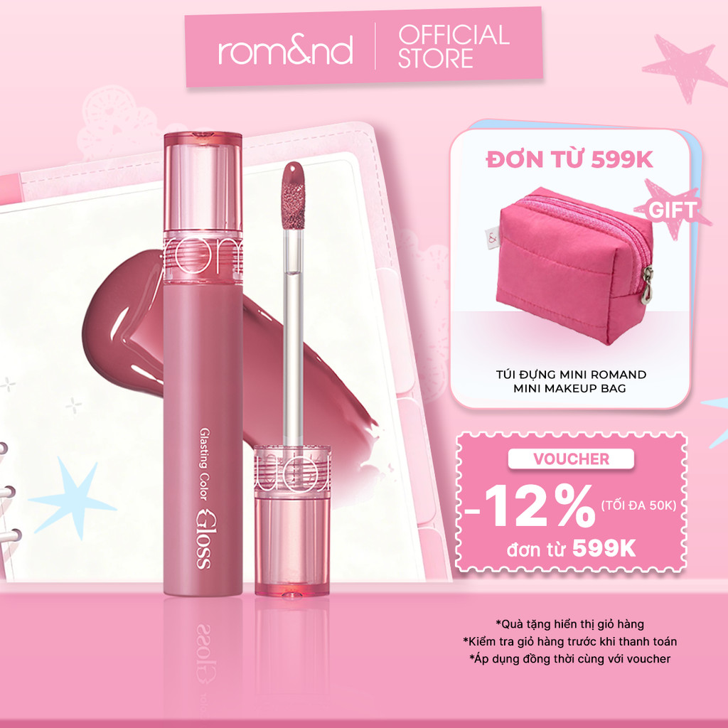 [Rom&nd x KOL] Son tint bóng căng mọng Romand Glasting Color Gloss 4g