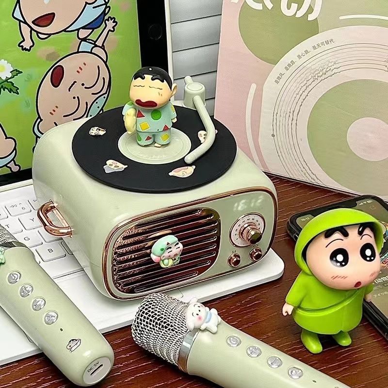 Loa Bluetooth Hình Máy Giọng Cũ Lìu Vẽ Tranh Crayon Shin Chan Loa Kcah Karaoke Không Dây Có Micro Tr
