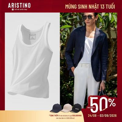 Áo Ba Lỗ Tanktop Nam Basic Aristino thân thiện với làn da, thấm hút, thoáng mát ATT001EXP01