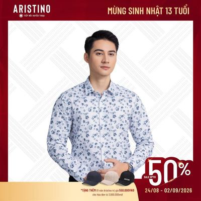 Áo sơ mi dài tay ARISTINO họa tiết in lá nổi bật, thời thượng, bamboo chất liệu từ sợi thiên nhiên - ALS17203