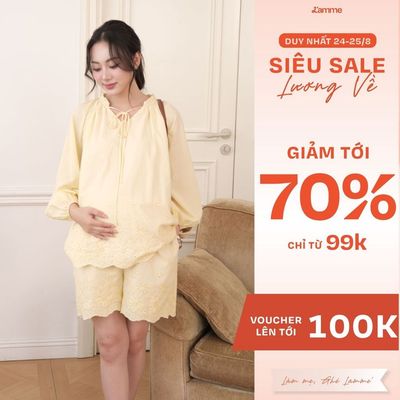 Bộ Mặc Nhà MINA SET - Set Đồ Bầu Chất Thô Boi Thấm Hút Tốt, Form Suông Rộng Thoải Mái - L'amme