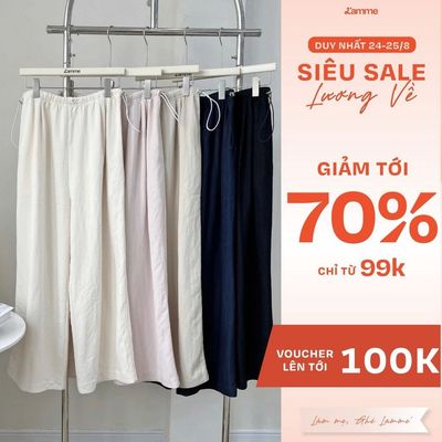 Quần bầu suông ống rộng ONI Pants lưng chun vải đũi cao cấp ít nhăn cho mẹ bầu và big size BY LAMME