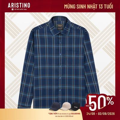 Áo Sơ Mi Nam Tay Dài Caro Aristino Business Regular Fit 1LS0120S3