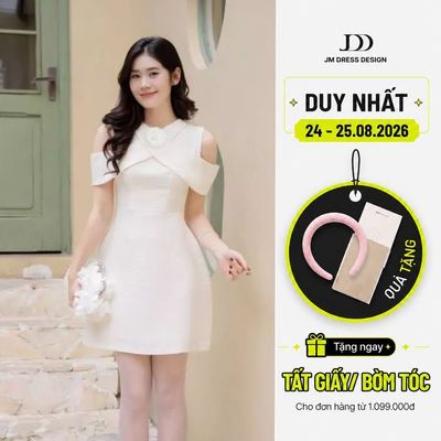 Đầm Chân A Tay Vắt Chéo 1F24.2509K, Đầm Ngắn Dáng Ôm Nhẹ Eo, Đầm Dự Tiệc Thanh Lịch Phong Cách Hiện Đại Trẻ Trung JM