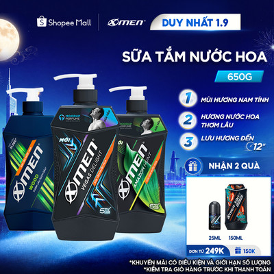 [MỚI]  Sữa Tắm Nam XMen 630g 650g Amazon/Vegas/Wood/Fire - Mùi Hương Nam Tính, Sạch Sâu Lưu Hương 12H