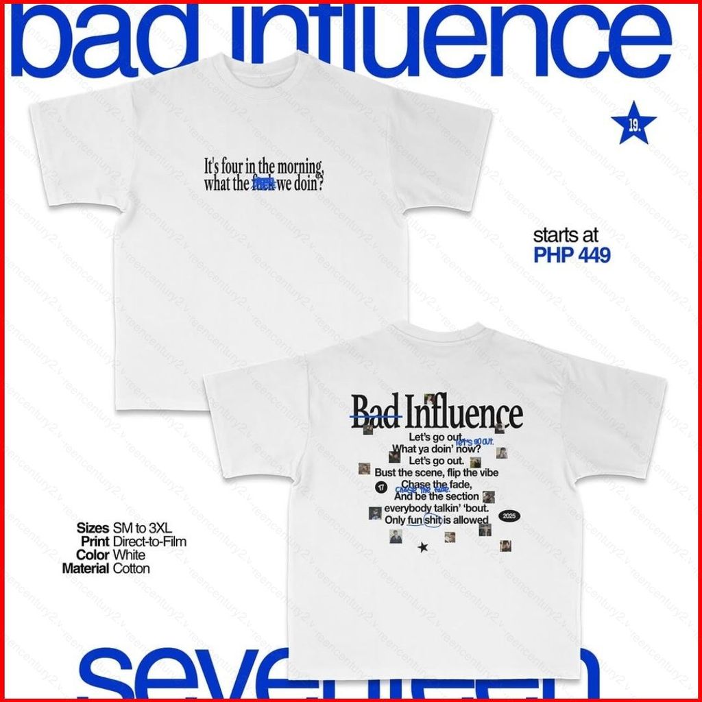 SEVENTEEN tee BAD INFLUENCE Áo thun KPOP SCUPS JEONGHAN JOSHUA tay ngắn