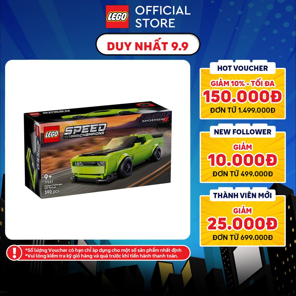 LEGO SPEED CHAMPIONS 77237 Đồ Chơi Lắp Ráp Xe Thể Thao Dodge Challenger SRT Hellcat (390 Chi Tiết)