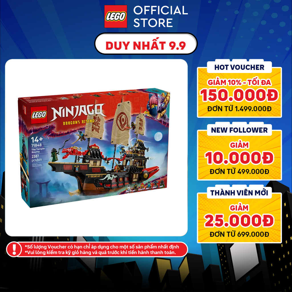 LEGO NINJAGO 71848 Đồ Chơi Lắp Ráp Thuyền Phiêu Lưu Ninjago (2387 chi tiết)