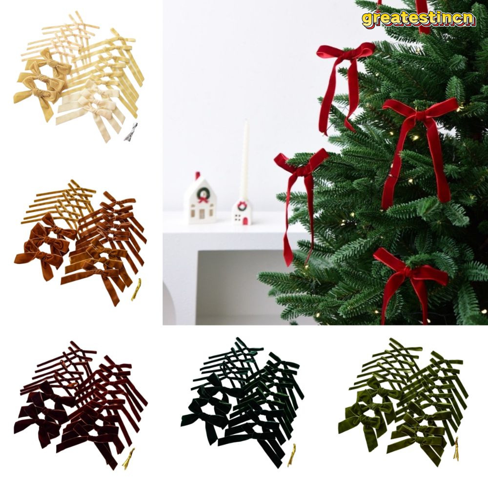 GREAT 18 Chiếc Bộ Treo Mặt Dây Chuyền, Đỏ Xanh Nâu 1 / 1.5 / 2.5 / 3.8cm Xmas Tree Ruy Băng, Nhung G