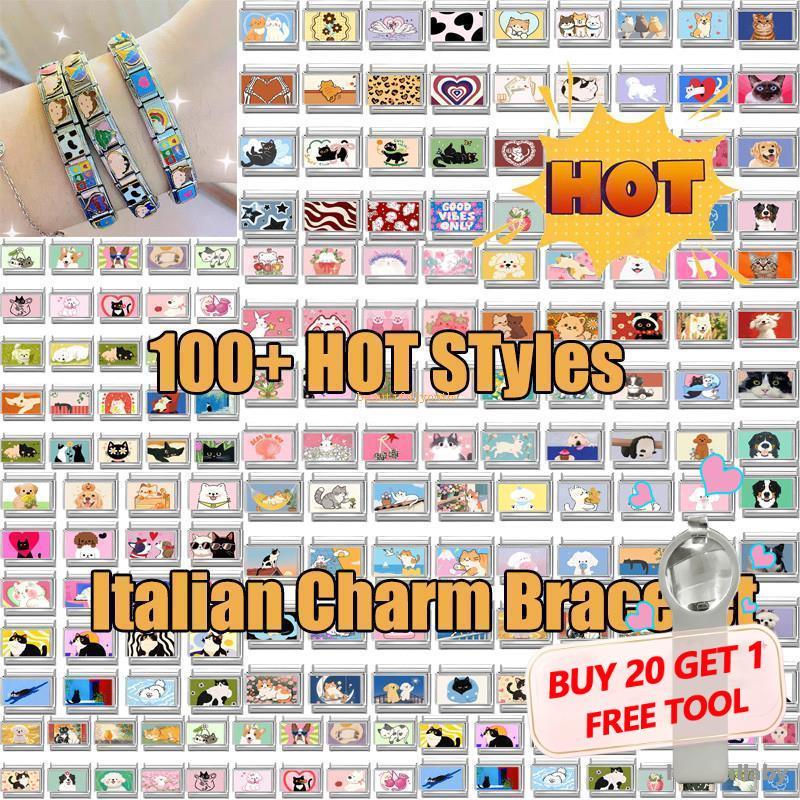 Italian Charm Bracelet Fashion Happy Samoyed Dogs Cats Panda Italian Charm Fit 9mm Stainless Steel W