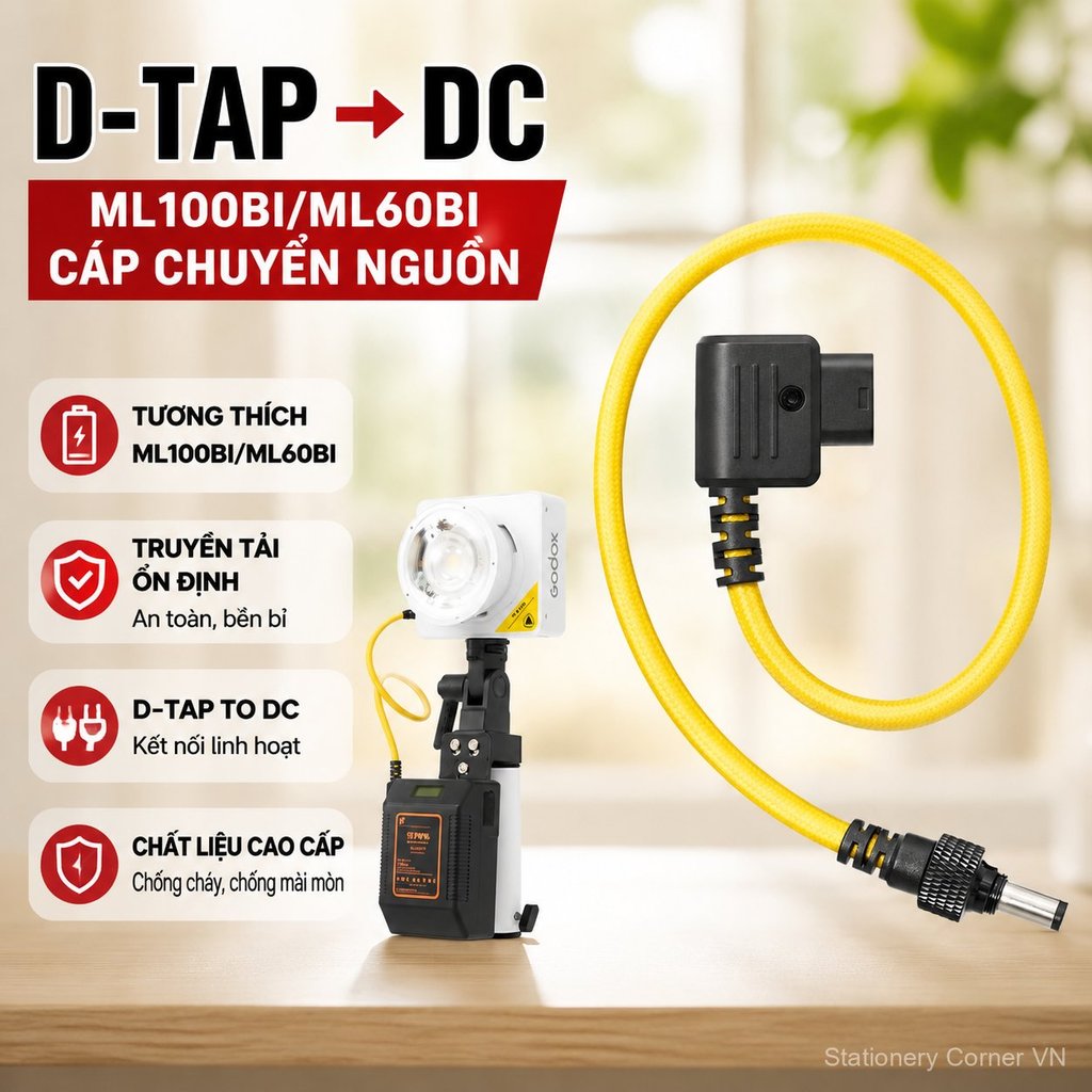 Cáp nguồn D-TAP sang DC dùng pin ML100BI/ML60BI, kết nối ổn định, bền bỉ, dễ dùng, giao nhanh