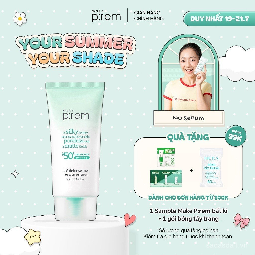 Kem chống nắngMakeP: remUDefenseMeNoSebumSPF50 + PA + + + LIOS