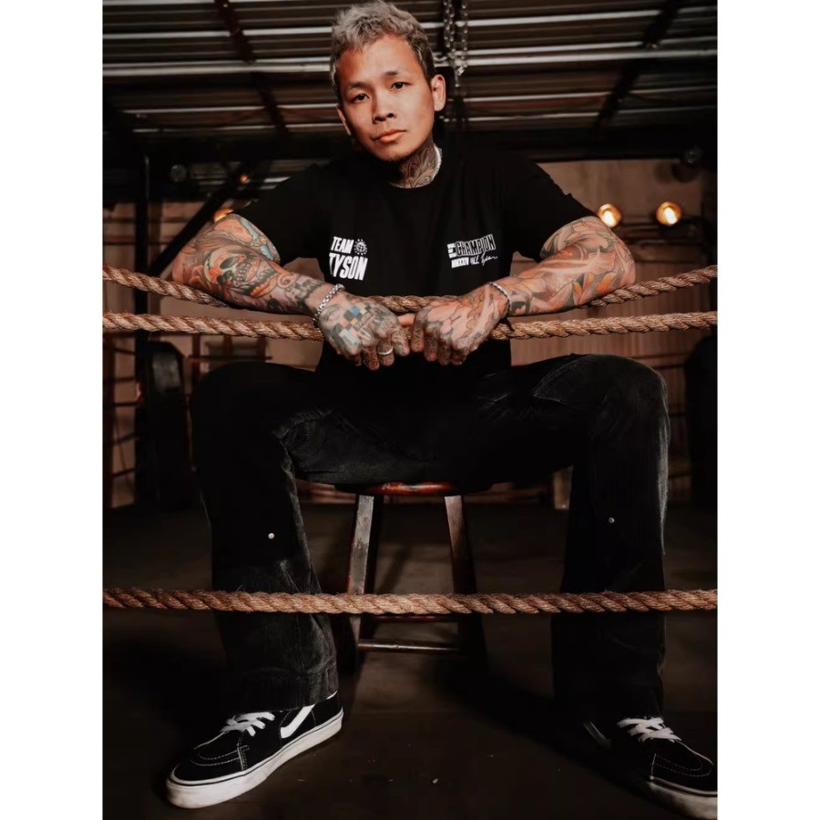 [Chất lượng cao] Tyson Boxer Tyson Same Print Boxing Training Nam Tay ngắn 100% Cotton Thời trang Re