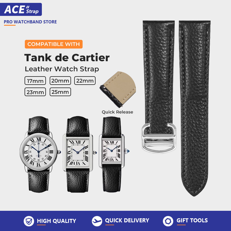 Tương thích với CARTIER Tank London Clé de Cartier Dây đeo đồng hồ bằng da hạt Litchi