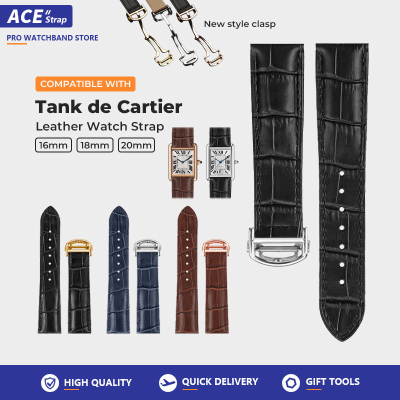Tương thích với CARTIER Tank London Solo Clé de Cartier Nữ và Nam Dây đeo đồng hồ da bò 16mm 18mm 20