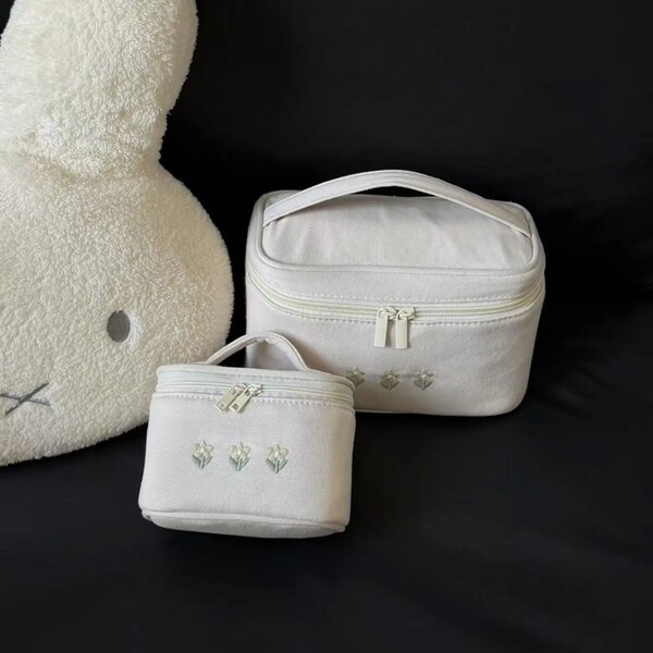 | 【travel cosmetic bags】 | mini cosmetic bags ♒Hoa Mềm Mại Dễ Thương Thêu Hoa Dễ Thương Túi Ly Hợp M