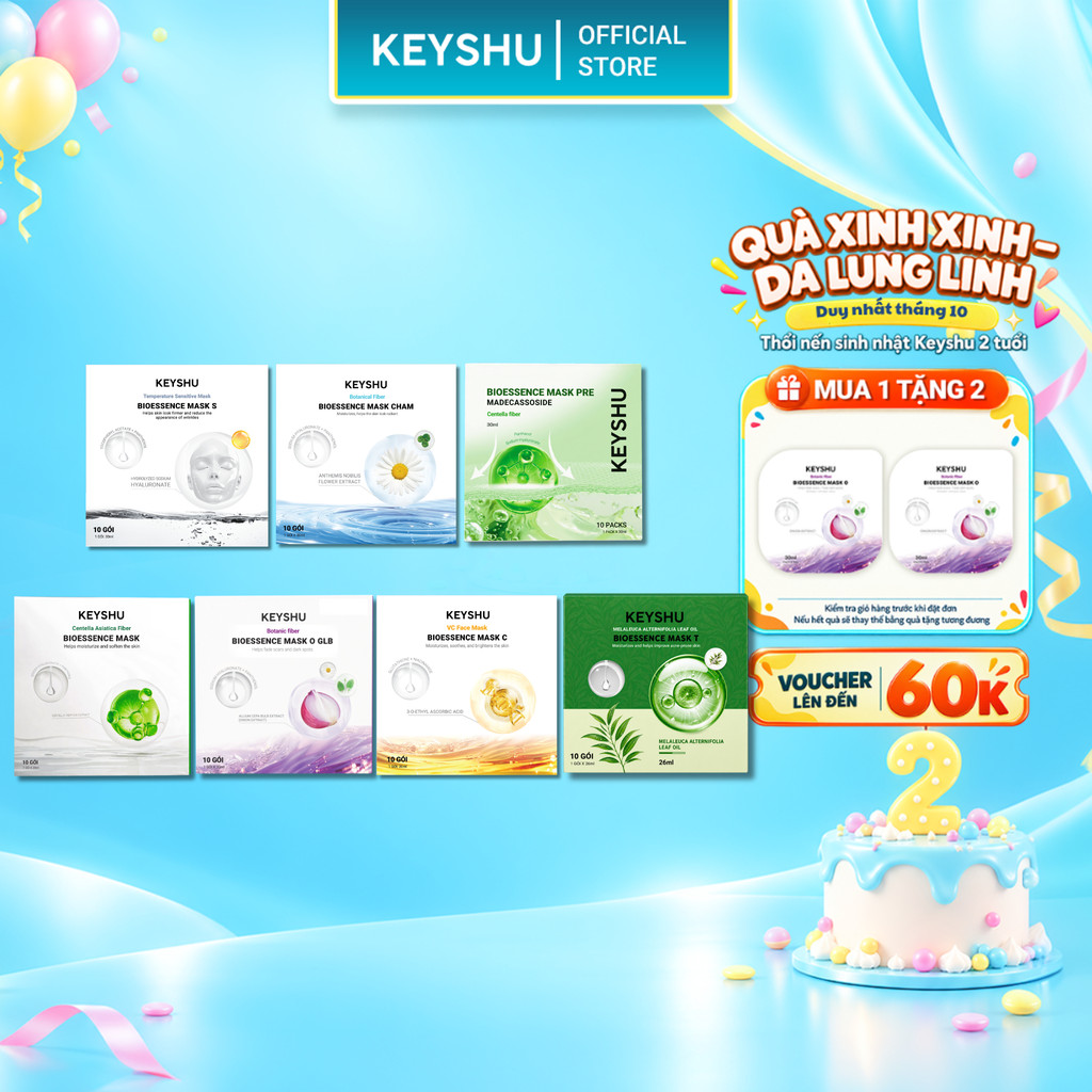 1 Hộp Mặt Nạ KEYSHU 10 Miếng Dưỡng Ẩm, Làm Sáng Da, Hỗ Trợ Ngăn Ngừa Lão Hóa Da 30ML