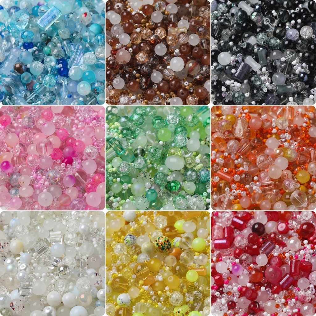 St.kunkka 30-50g Hạt Thủy Tinh Hỗn Hợp Ngẫu 3-14mm DIY Nhiều Màu Sắc Hạt Phụ Kiện Vòng Cổ Vòng Tay Phụ Kiện