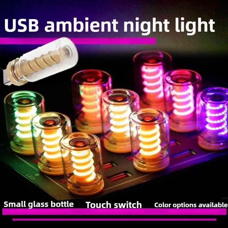 Xe USB LED xoắn ốc Dây tóc cảm ứng Bóng đèn làm mờ 5V Retro Bóng đèn LED 1W Đèn ngủ Cắm trại Đèn LED