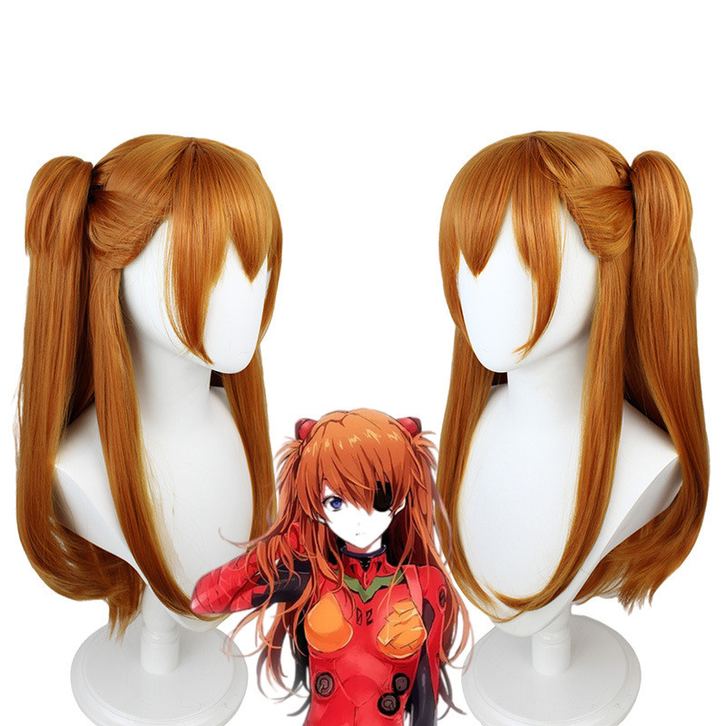 Eva Neon Genesis Evangelion - Tóc giả Asuka cosplay đuôi ngựa đôi