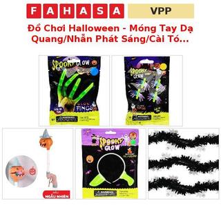 Đồ Chơi Halloween - Móng Tay Dạ Quang/Nhẫn Phát Sáng/Cài Tóc/Gậy Bí Ngô/Dây Kim Tuyến