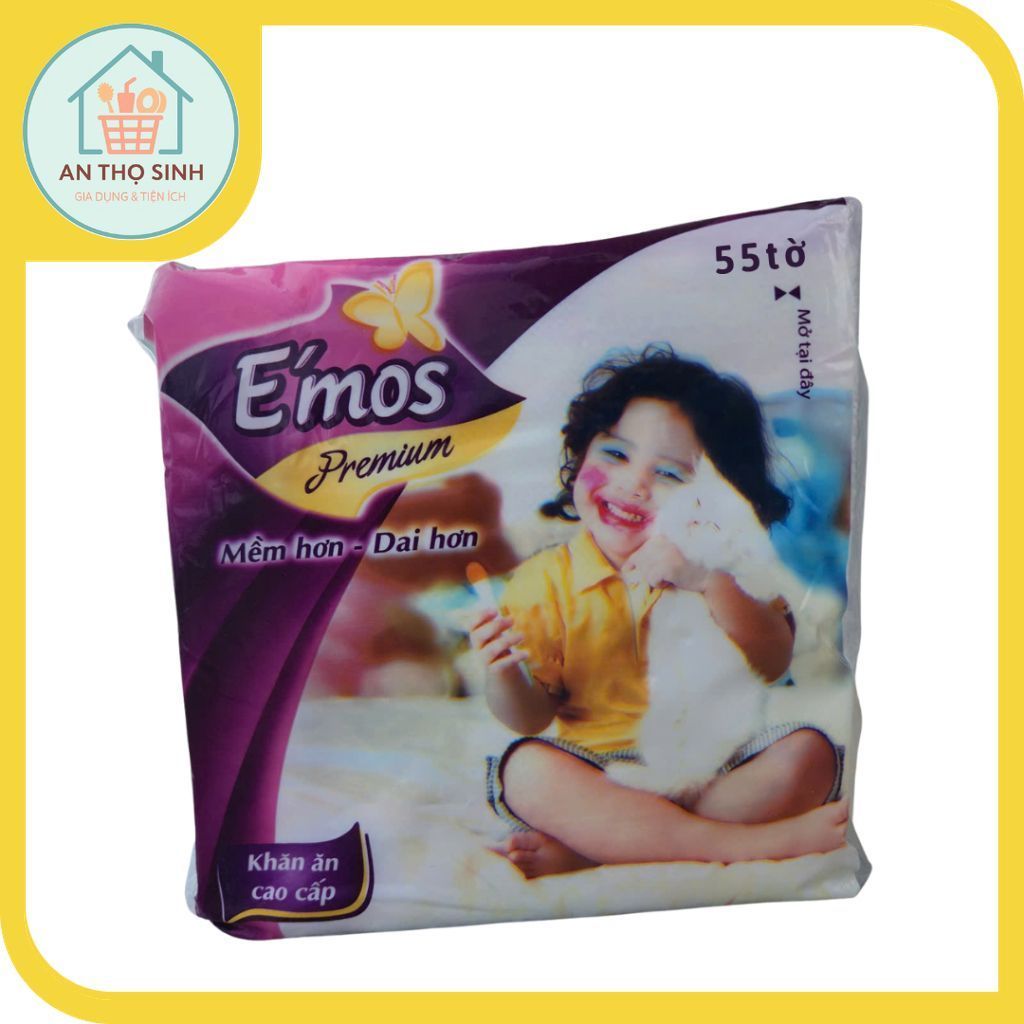 [Combo 5 bịch x 55 tờ] Khăn giấy vuông E'mos – Mềm mịn, dùng cực sướng 🧸