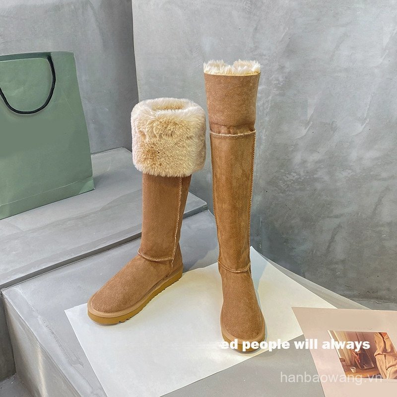 Women's Long Tube Snow Boots25New Style Fleece-Lined Thickened Sole Two-Way Knee-High Boots for Wint