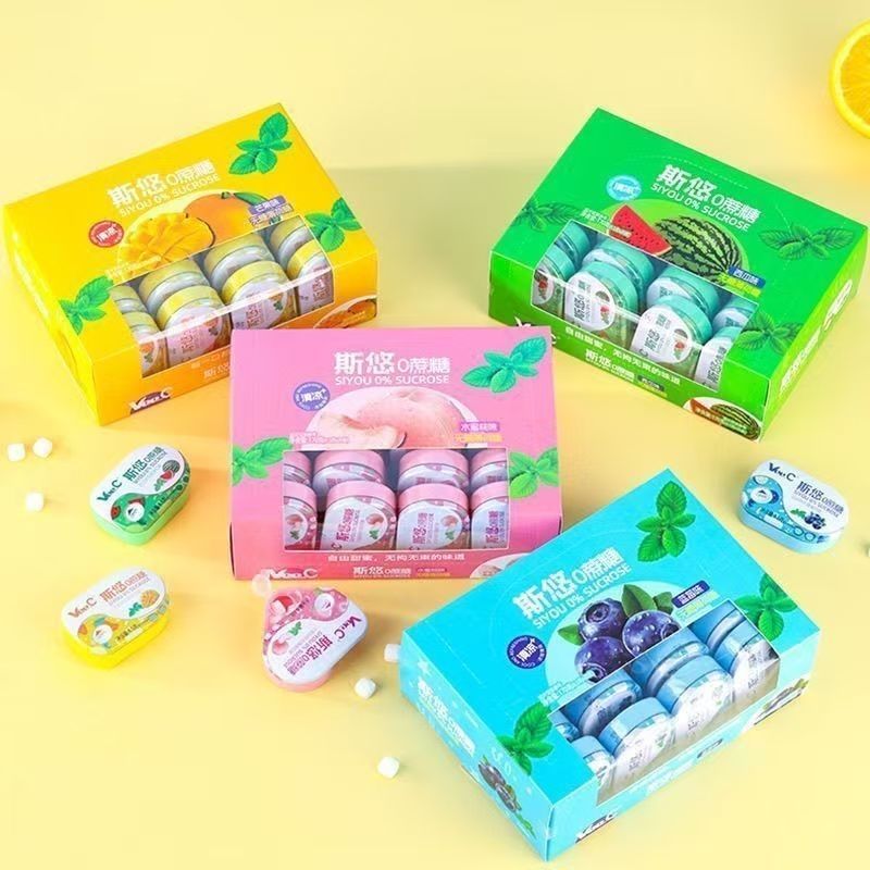 Syo Kẹo Bạc Hà Không Đường Nhai Kẹo Cao Su Hơi Thở Tươi Hộp Thiếc Hôn Kẹo Lozenges Lozenges Đóng Hộp